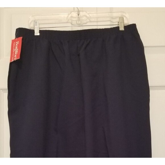 Bon Worth Women's Pants Navy Blue Elastic Waist Pockets New Tags Size Petite XL - Picture 2 of 6
